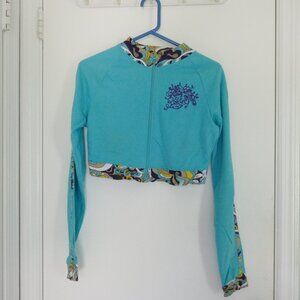 vintage Y2K Apple Bottoms cropped zip sweatshirt aqua multicolor size M
